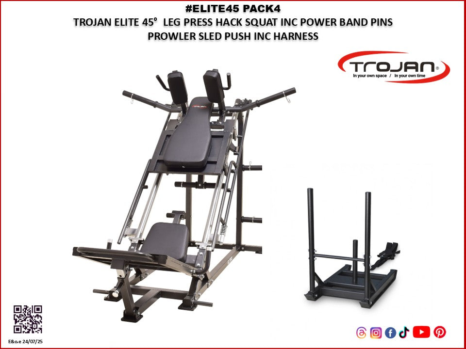 Elite45° Leg Press Hack Squat 850 Lbs Load & Sled PAK 4